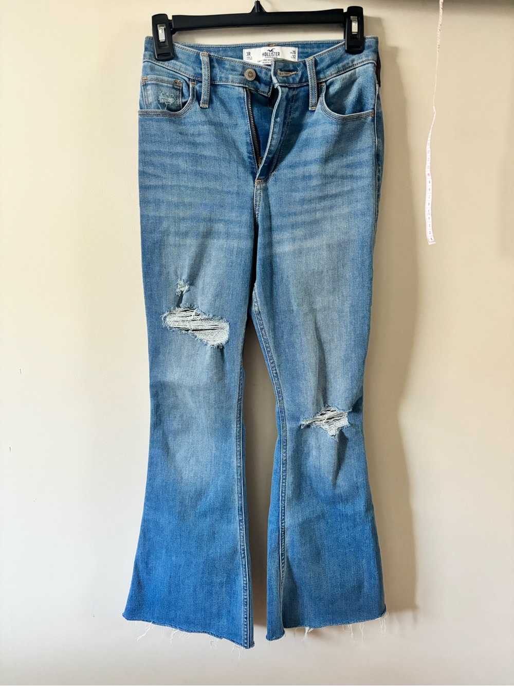 3R Hollister Light Blue Distressed Flare Jeans W26 L32